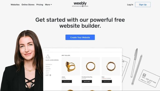 weebly offers a free subdomain for its website builder